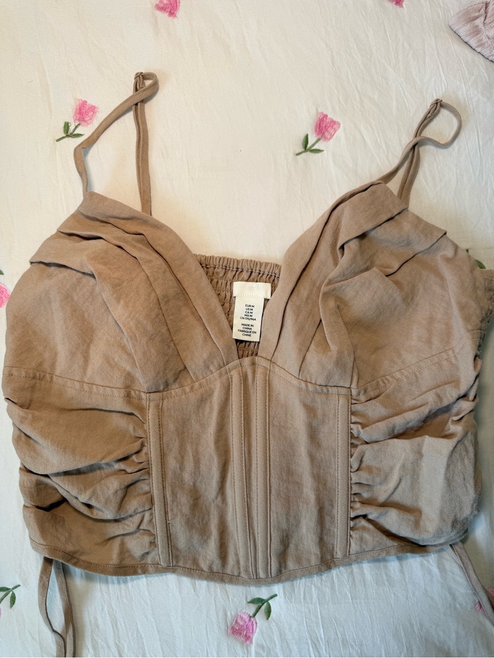 H&M Beige/Taupe Smocked Back Sleeveless Top